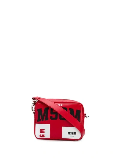 Shop Msgm Logo Crossbody Bag In Red