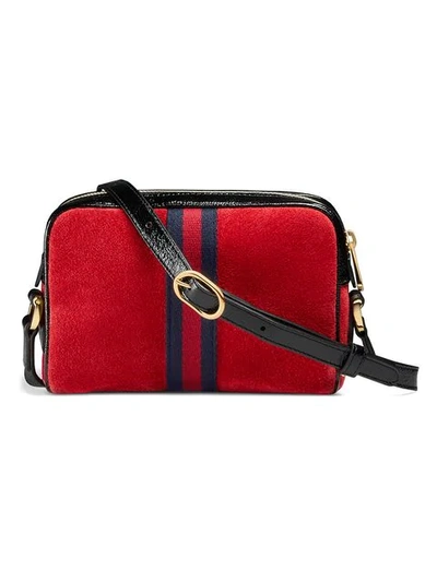 Shop Gucci Red Ophidia Suede Mini Bag