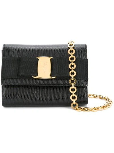 Shop Ferragamo Salvatore   Vara Bow Chain Shoulder Bag - Black
