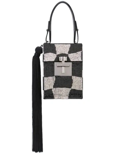 Shop Oscar De La Renta Checked Alibi Bag In Black