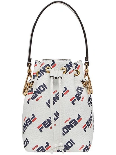 Shop Fendi Mini Mania Mon Tresor Bucket Bag In White