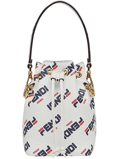 White Fendi Fendi X Fila Mania Mini Mon Tresor Bucket Bag