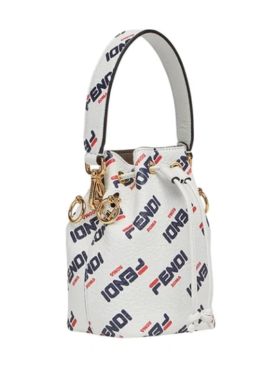 Shop Fendi Mini Mania Mon Tresor Bucket Bag In White