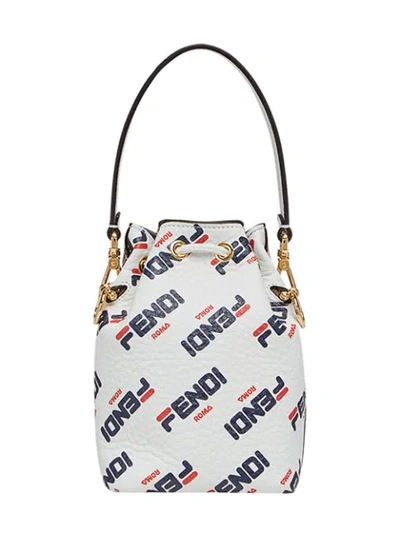 Shop Fendi Mini Mania Mon Tresor Bucket Bag In White