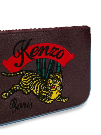 Shop Kenzo Embroidered Clutch In Red