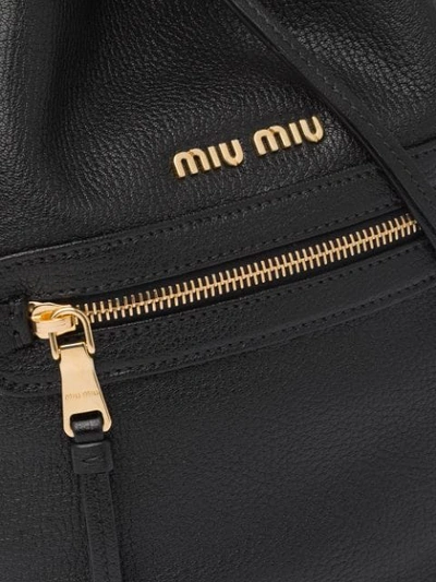 Shop Miu Miu Top Handle Bucket Bag In Black