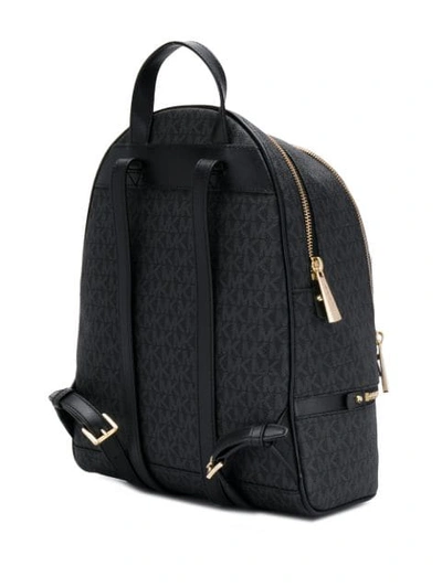 Shop Michael Michael Kors Rhea Backpack In Blk/neon Pnk