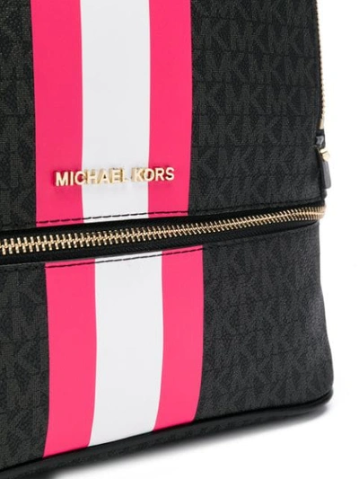 Shop Michael Michael Kors Rhea Backpack In Blk/neon Pnk