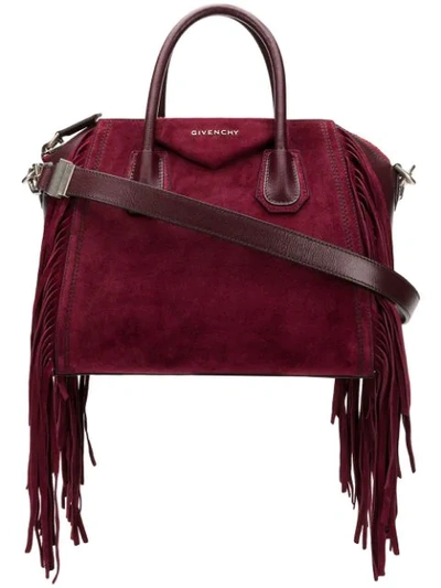 Shop Givenchy Fringed Antonigona Tote Bag In Purple