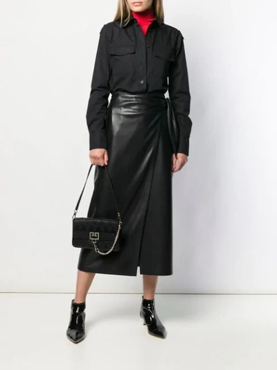 Shop Givenchy Tonal Stud Charm Shoulder Bag In Black