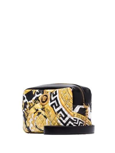 Shop Versace Gesteppte Umhängetasche Mit Print In Black