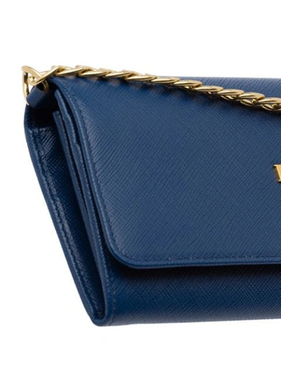 Shop Prada Leather Shoulder Bag In Blue