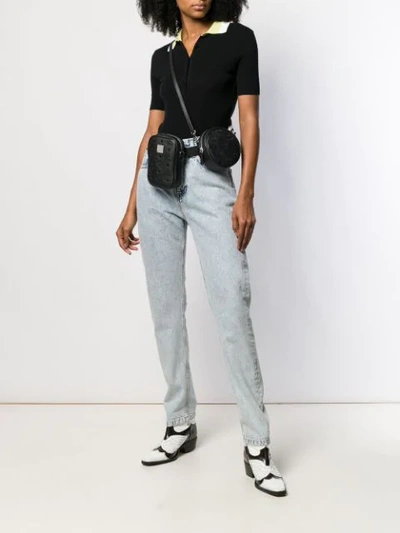 Shop Mcm Double Belt Bag In Bk001 Black