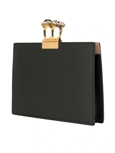 Shop Alexander Mcqueen Small Jewelled Double-ring Clutch In Black