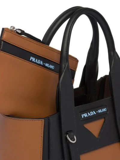 Shop Prada Ouverture Small Leather Bag In Brown
