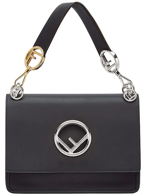 fendi kan i black leather bag