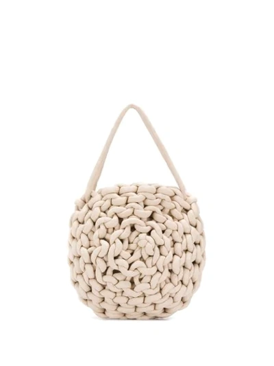 Shop Alienina Rope Knit Tote Bag - White