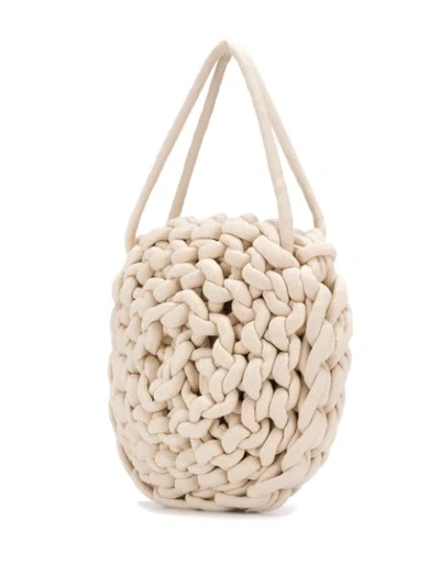 Shop Alienina Rope Knit Tote Bag - White
