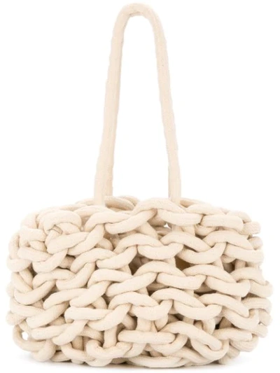 Shop Alienina Braided Tote Bag In White