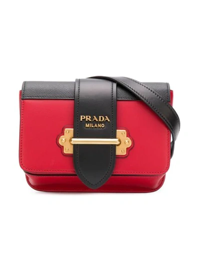 Shop Prada Cahier Crossbody Bag In Red