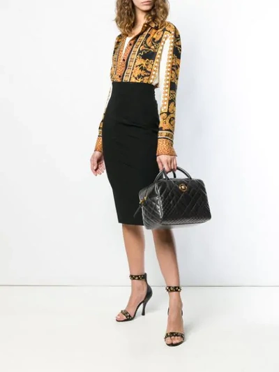 Shop Versace Quilted Tote Bag In Black