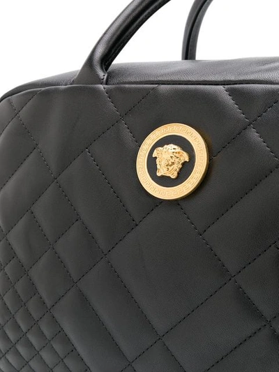 Shop Versace Quilted Tote Bag In Black