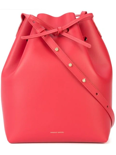 Shop Mansur Gavriel Bucket Bag In Red