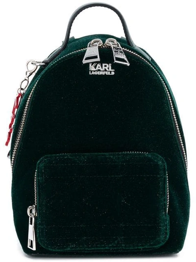 Shop Karl Lagerfeld Karl X Kaia Velvet Mini Bpack - Green