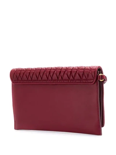 Shop Furla Quilted Logo Clutch In Red