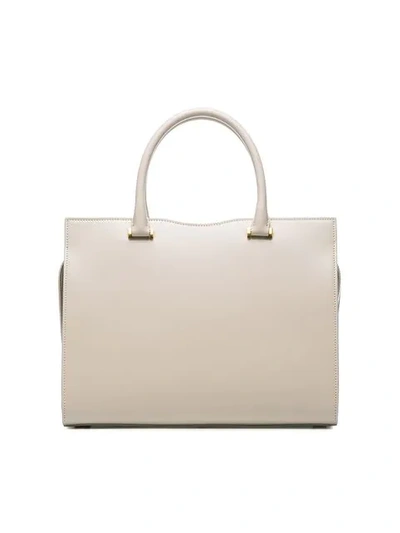 SAINT LAURENT CREAM UPTOWN SMALL LEATHER TOTE BAG - 白色