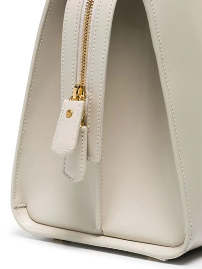 SAINT LAURENT CREAM UPTOWN SMALL LEATHER TOTE BAG - 白色