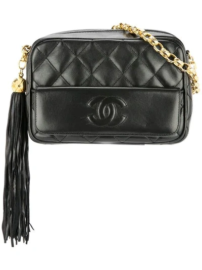 Pre-owned Chanel 1989-1991 Quilted Cc Shoulder Bag In Black