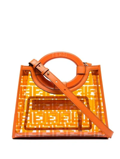 Shop Fendi Runway Small Ff Logo Tote In Orange