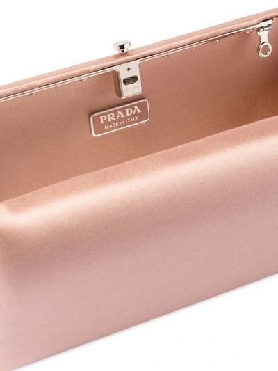Shop Prada Classic Satin Clutch In Pink