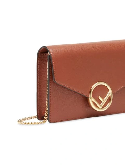 Shop Fendi Wallet On Chain Bag In F16gp-rust +soft Gold