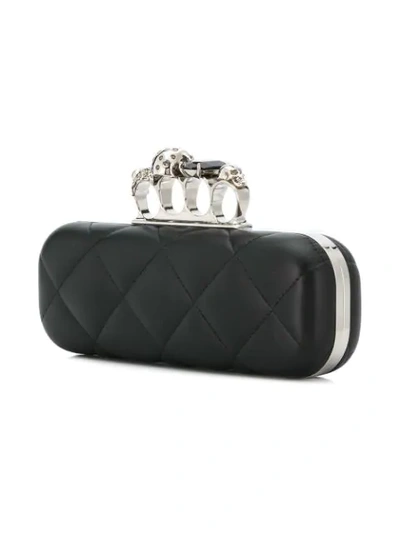 Shop Alexander Mcqueen Four-ring Quilted Clutch In Black