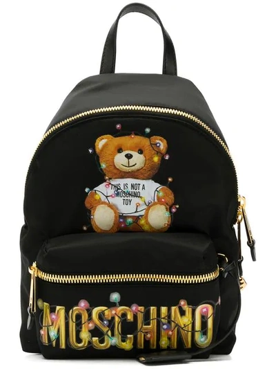 Shop Moschino Teddy Holiday Backpack In Black