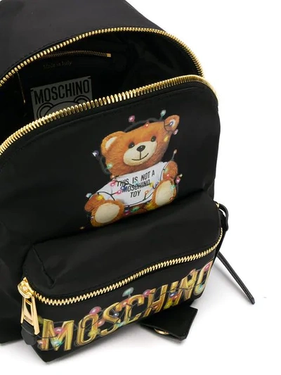 Shop Moschino Teddy Holiday Backpack In Black