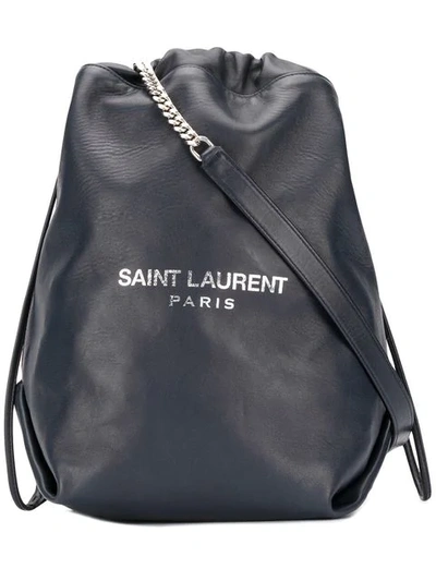 Shop Saint Laurent Teddy Bucket Bag In Blue