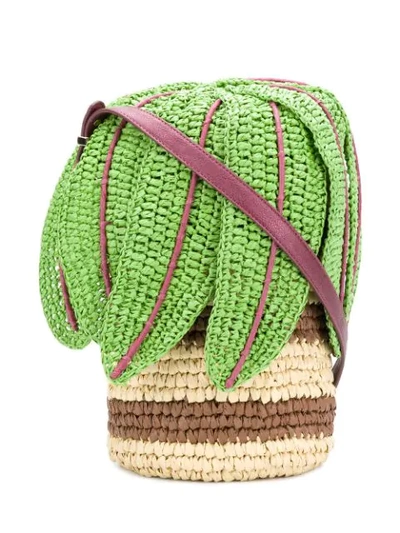 Shop Tsumori Chisato Woven Palm Basket Tote In Vert