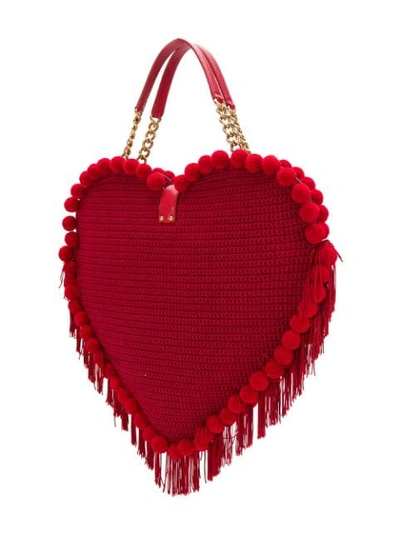 Shop Dolce & Gabbana My Heart Crochet Bag In Red