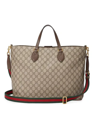 Shop Gucci Courrier Soft Gg Supreme Tote In Neutrals