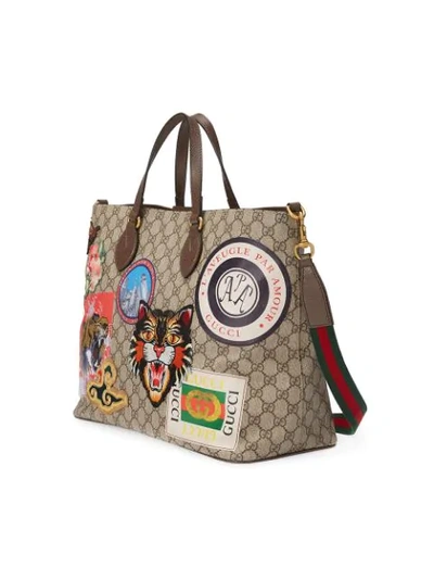 Shop Gucci Courrier Soft Gg Supreme Tote In Neutrals