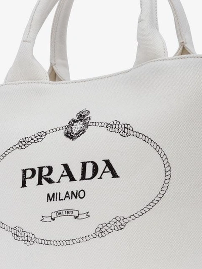Shop Prada Fabric Handbag In White