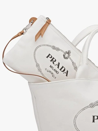 Shop Prada Fabric Handbag In White