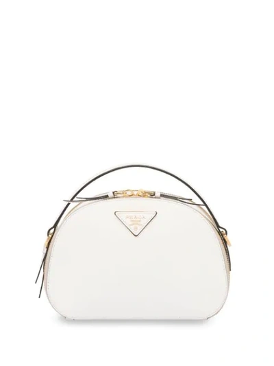 Shop Prada Odette Saffiano Leather Bag In White