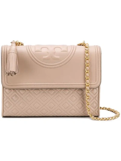 Tory Burch Light Taupe Leather Fleming Small Convertible Shoulder