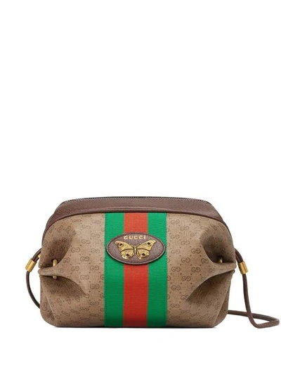 GUCCI MINI GG BAG WITH WEB AND BUTTERFLY - 棕色