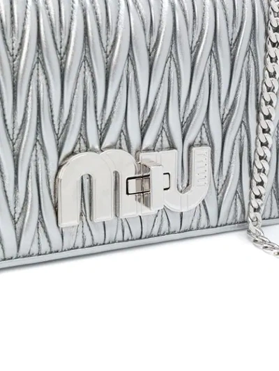 Shop Miu Miu Miu Logo Quilted Bag - Grey