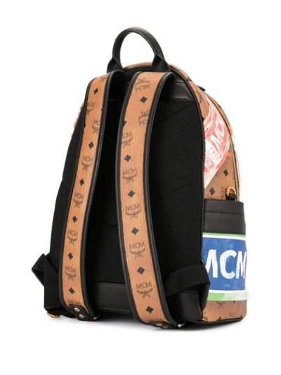 Shop Mcm Flight Print Backpack - Brown